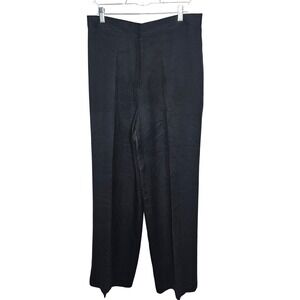 Lauren Ralph Lauren Women Black Silk Wide Leg Dress Career Pants Size 14